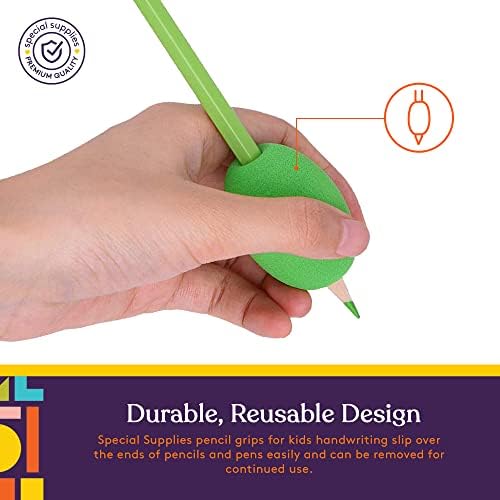 Special Supplies Egg Pen-Pencil Grips for Kids and Adults Colorful, Cushioned Holders for Handwriting, Drawing, Coloring - Ergonomic Right or Left-Handed Use - Reusable (Multicolor- 6 Pack)