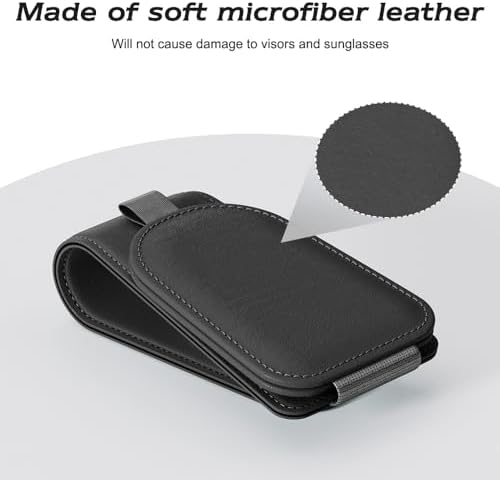 Sotfamily Magnetic Sunglass Holder for Car Visor, 2 Packs, Faux Leather