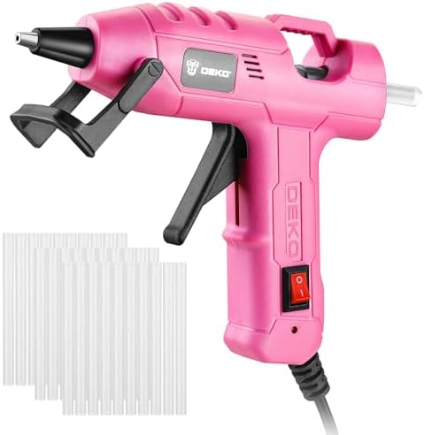 Mini Hot Glue Gun Kit：DEKOPRO 20Watt High Temp Glue Guns Tool with 55-Inch Cord, Includes 30 Glue Sticks for Glue Gun Crafts DIY, School Art, Quick Home Repair (Pink)