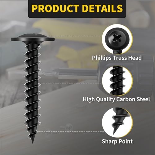 Truss Head Wood Screws 220Pcs Assortment Kit, FIXLINK #8 Assorted Screws