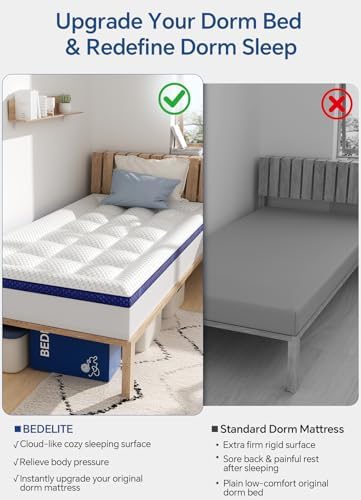 Dorm Room Essentials 3 Inch Twin XL Mattress Topper for Students