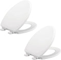 Mayfair Linden Slow Close Toilet Seat, Non Slip Heavy Duty Wood, Easy Install, Elongated, White