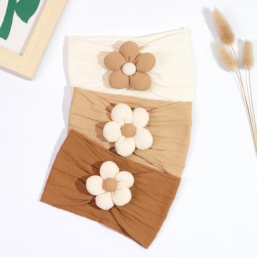CÉLLOT 5Pcs Baby Flower Headbands Baby Girl Soft Nylon Headband for Newborn