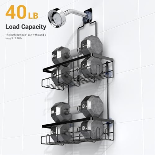 Hanging Shower Caddy Over Showerhead - Rustproof No Drill Shower Organizer