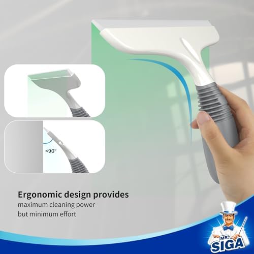 MR.SIGA Silicone Squeegee for Shower Doors, 25 cm/10 inch, White & Gray