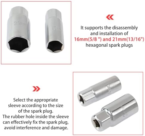 Spark Plug Socket Wrench Set-T-Handle Universal 16mm (5/8") & 21mm (13/16")