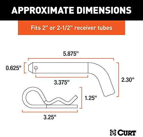 CURT 21580 Trailer Hitch Pin & Clip, 5/8-Inch Diameter, Fits 2 or 2-1/2-Inch Receiver, Clear ZINC