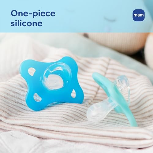 MAM Comfort Baby Pacifier 0-3 Mths Lightweight One-Piece Silicone 4 Pack