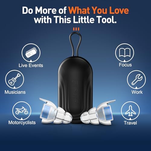 Reure High Fidelity Concert Ear Plugs, Noise Cancelling Silicone Ear Plugs 2 Pairs Great for Concerts Loud Music, Musicians, Motorcycles, Airplanes, Raves, Hearing Protection -23 dB