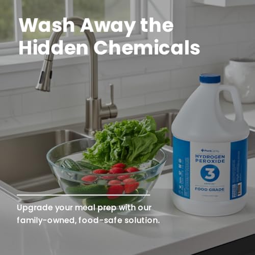 3% Food Grade Hydrogen Peroxide (1 Gallon) - No Added Stabilizers - Made in The USA derived from 35% Food Grade Hydrogen Peroxide