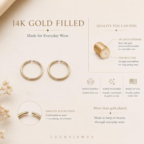 Small Gold or Sterling Silver Huggie Hoop Earrings for Women Cartilage Nose Helix Tragus
