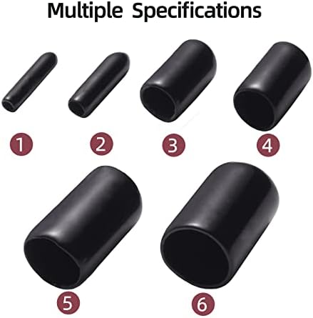 Aleric Rubber End Caps - 60pcs Flexible Screw Thread Protector Covers Rubber Bolt Covers Caps for Metal Tube Rod in 6 Sizes 2mm,3mm,6.5mm,8mm,10mm,12mm