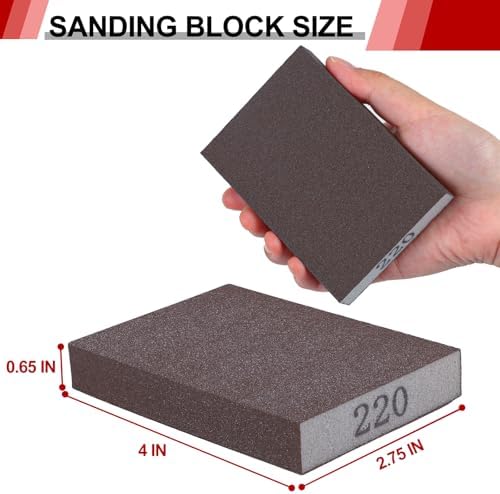 YNZDRWA 8 Pack Sanding Sponge, 60/80/120/220 Grit Sanding Blocks Assortment