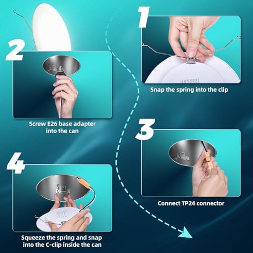 FREELICHT 24 Pack Retrofit LED Recessed Lighting 6 Inch, 5CCT, White