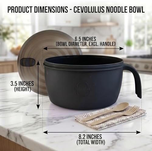 Large Ramen Bowl,Microwave Ramen Cooker,Microwave Pasta Cooker 48oz,College Dorm Room Essentials for Girls for Boys, Apartment Essentials, BPA-Free. (black)