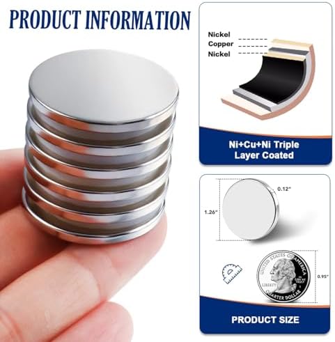 DIYMAG Strong Magnets, 6 Pack with Double Sided Adhesive Backing Powerful