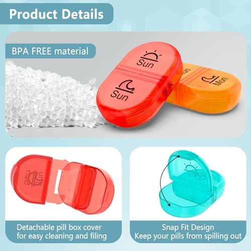 Serfeymi Weekly Pill Organizer 2 Times a Day AM PM Travel Pill Box 7 Day