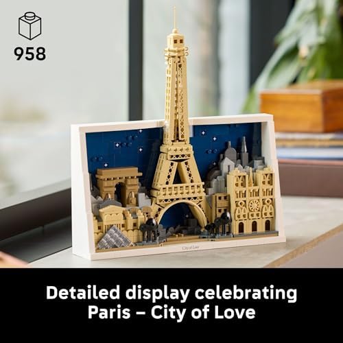 LEGO Architecture Paris – City of Love Building Set for Adults - Gift for Birthdays - Office or Bedroom Decor for Women & Men, Ages 18+ - W/Frame for Display - 21064