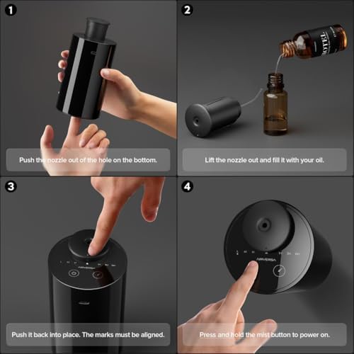 Airversa AN6 Waterless Diffuser for Essential Oil for Home, Room, Black