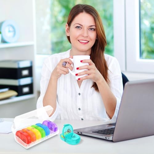 Serfeymi Weekly Pill Organizer 2 Times a Day AM PM Travel Pill Box 7 Day