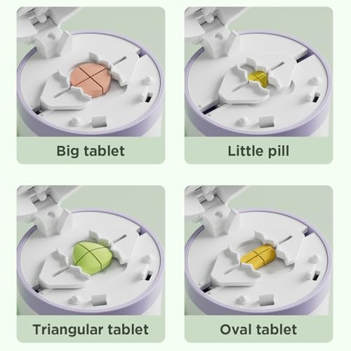Pill Cutter 1/4 - Pill Splitter with Stainless Steel Blade for Cutting Small Pills or Large Pills in one Fourth, Suitable for Cuting Vitamins, Tablets (1-4 Blue)