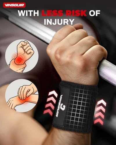VINSGUIR Wrist Wraps for Weightlifting, [USPA Approved] Lifting Straps for Wrist Support with Heavy Duty Thumb Loop, Gym Wrist Brace for Working Out, Crossfit, Powerlifting, for Men&Women