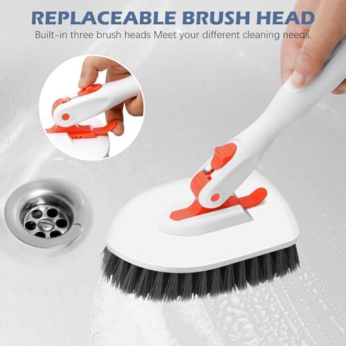 SetSail Tile Tub Scrubber Brush 3-in-1 Shower Scrubber with Long Handle
