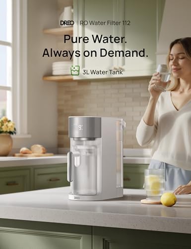 DREO Reverse Osmosis Water Filter Countertop, RO Filtration System, 3:1 Pure to Drain, TDS & Filter Life & Autofill Pitcher, Installation-Free, Self-Cleaning Water Purifier, RO Water Filter