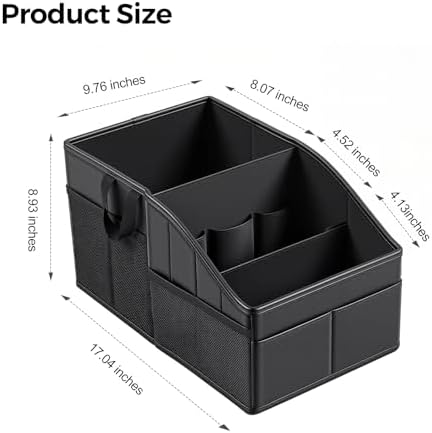 WHHMK Sturdy Leather Car Storage Support Up to 33 LB of Weight, Black