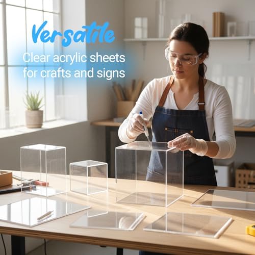 CALPALMY (2 Pack) 1/4" Thick Clear Acrylic Sheets - 18 x 24 Pre-Cut Plexiglass Sheets for Craft Projects, Signs, Display Cases, Sneeze Guard and More - Cut with Engraver, Power Saw or Hand Tools