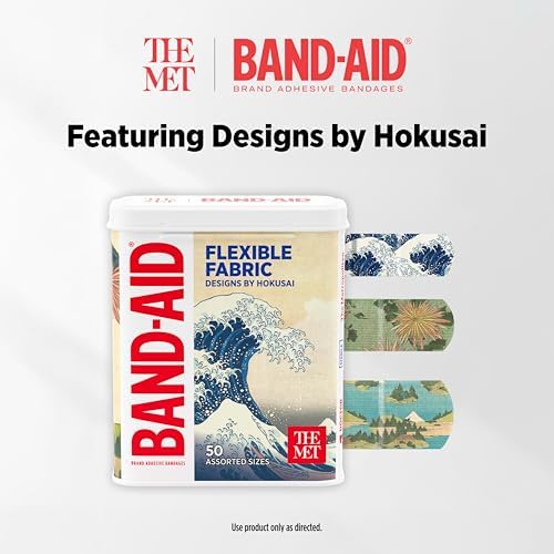 BAND-AID Brand Flexible Fabric Adhesive Bandages, Hokusai Designs, 50 Count