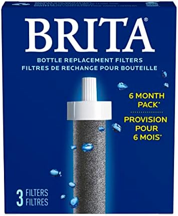 Brita Water Bottle Replacement Filters, BPA-Free, Replaces 1,800 Plastic Water Bottles a Year, Lasts Two Months or 40 Gallons, Includes 3 Filters
