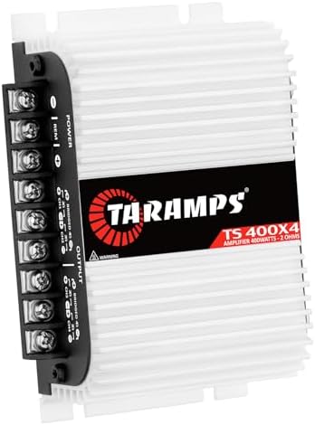 Taramps TS 400x4 400 watts RMS 4 Channels Full Range Car Audio Amplifier, 2 Bridged Channels, RCA Input Class D, Output Power, Multichannel Amplifier System, Small - TS400X4