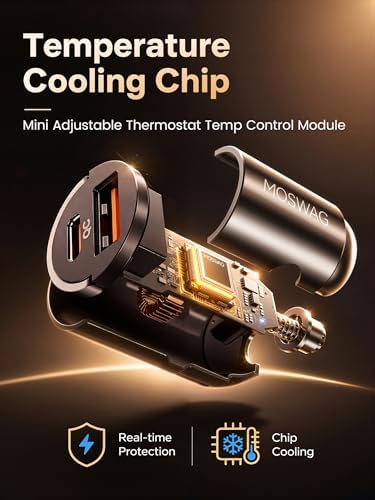 MOSWAG Car Charger,Invisible Cigarette Lighter USB Adapter All Metal & Mini