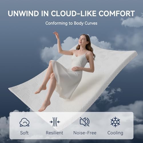 ELEMUSE 3 Inch Twin XL Memory Foam Mattress Topper,Dorm Room Essentials