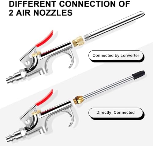 13 Pcs 2-Way Connection Air Nozzle Blow Gun Set, 1/4-Inch NPT Quick Fitting