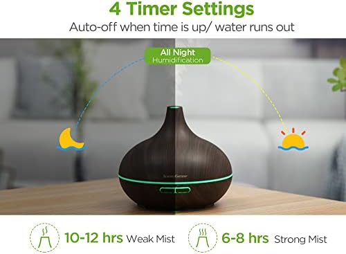 InnoGear 400ml Aromatherapy Essential Oil Diffuser 10 Oils Gift Set, Dark