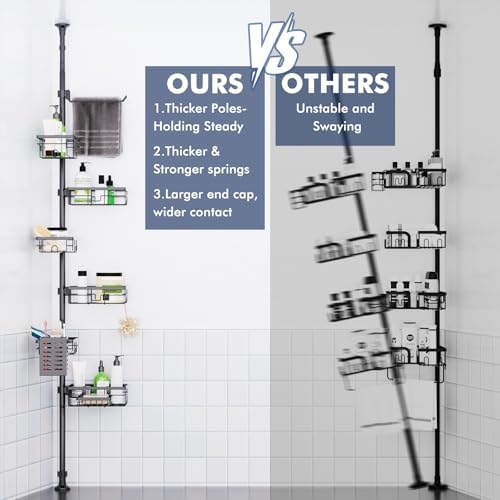 Shower Caddy Organizer Tension Pole, Corner Shower Shelves Bathroom Storage