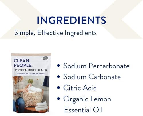 The Clean People Oxygen Brightener Stain Remover | Bleach Alternative, Simple Ingredients, Brightens Dull Whites AND Colors | 41 oz