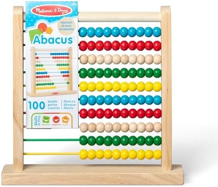 Melissa & Doug Abacus Classic Wooden Toy with 100 Beads - Preschool Learning Activities and Math Games for Kids, Homeschool Essentials for Ages 3+