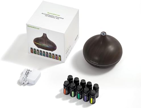 InnoGear 400ml Aromatherapy Essential Oil Diffuser 10 Oils Gift Set, Dark