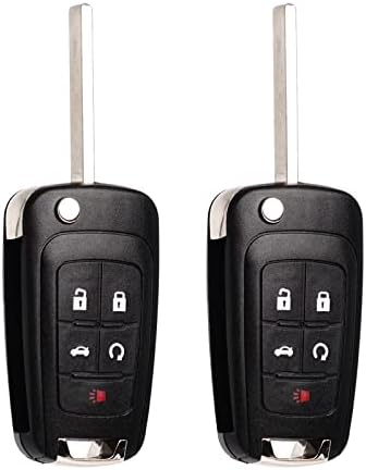 MechanMagic Flip Key Fob Replacement Fits for Chevy Equinox Camaro 2010-2019 Cruze Malibu Impala Sonic GMC Terrain Buick Lacrosse Regal Verano Encore Keyless Entry Remote Control 2 Sets
