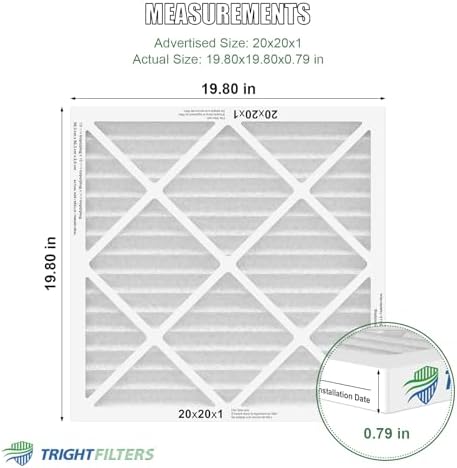 TRIGHTFILTERS 20x20x1 Air Filter 2 Pack, MERV 8 Filter Replacement