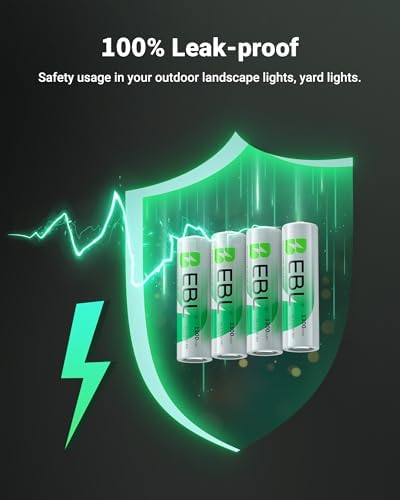 EBL Solar AA Battery Rechargeable Batteries for Solar Lights, 12 Pack