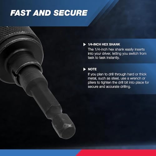 NEIKO 20753A Keyless Drill Chuck for Impact Driver, Chuck Conversion Adapter, 1/4” Hex Shank, Convert Cordless Screwdrivers into Power Drills in Seconds, For Round-Shank Drill Bits, No Keys Needed
