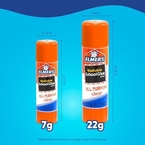Elmer's All Purpose Glue Sticks, Washable & Non-Toxic, Clear, 22 Grams, 12 Count - Classroom, Household, Craft Projects, Poster, Vision Board, #1 Teacher Brand