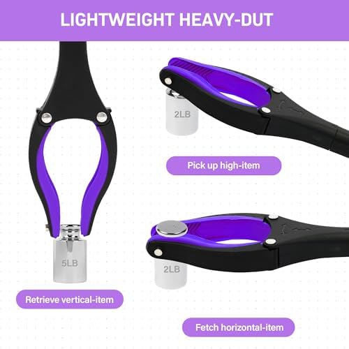 Grabber Reacher Tool - 32” Reacher Grabber Tool with Strong Magnetic and Swivel Head - Heavy Duty Pick Up Stick Grabbers for Seniors, Trash, Surgery Recovery Must Haves Gifts(Purple)