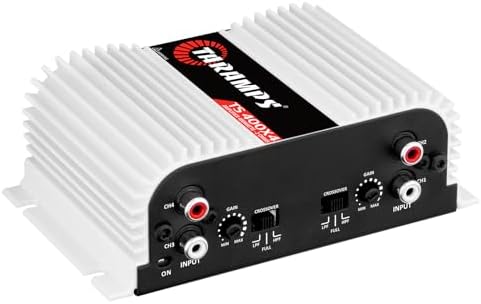 Taramps TS 400x4 400 watts RMS 4 Channels Full Range Car Audio Amplifier, 2 Bridged Channels, RCA Input Class D, Output Power, Multichannel Amplifier System, Small - TS400X4