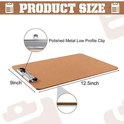 PANDRI 36 Pack Hardboard Clipboards, Low Profile Clip, A4 Letter Size
