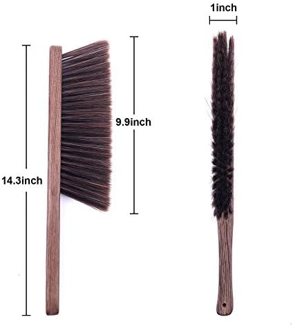 Hand Broom Cleaning Brushes-Soft Bristles Dusting Brush for Cleaning Car/Bed/Couch/Draft/Garden/Furniture/Clothes,Wooden Handle